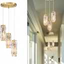 WISBEAM Gold 3-Light Crystal Pendant Light, Large Crystal Kitchen Island Pendant Lights with E26 Medium Base Max. 60 Watts, ETL Rated, Bulbs not Included
