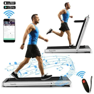 Superfit 4.75hp 2 In 1 Folding Treadmill W/Remote APP Control Silver, Size: 58 x 31 x 47