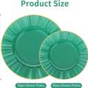 60pcs Green Plastic Plates with Gold Rim, Clear and Gold Plate, Green Diposable Plates Include 30 Dinner & 30 Dessert Plate for Party Wedding