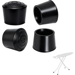 4 Pack Ironing Board Feet Caps, Round Rubber Leg Tip Protectors, Non-Slip Ironing Board Foot Replacement Caps, Soft Rubber Easy to Slip-On, Protect Floor from Scratch and Minimize Noise, Black