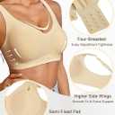 SHAPERX Bras for Women No Underwire Seamless Oversized Everyday Bra Comfort Wireless Padded Soft Support Bralette (Beige, L)