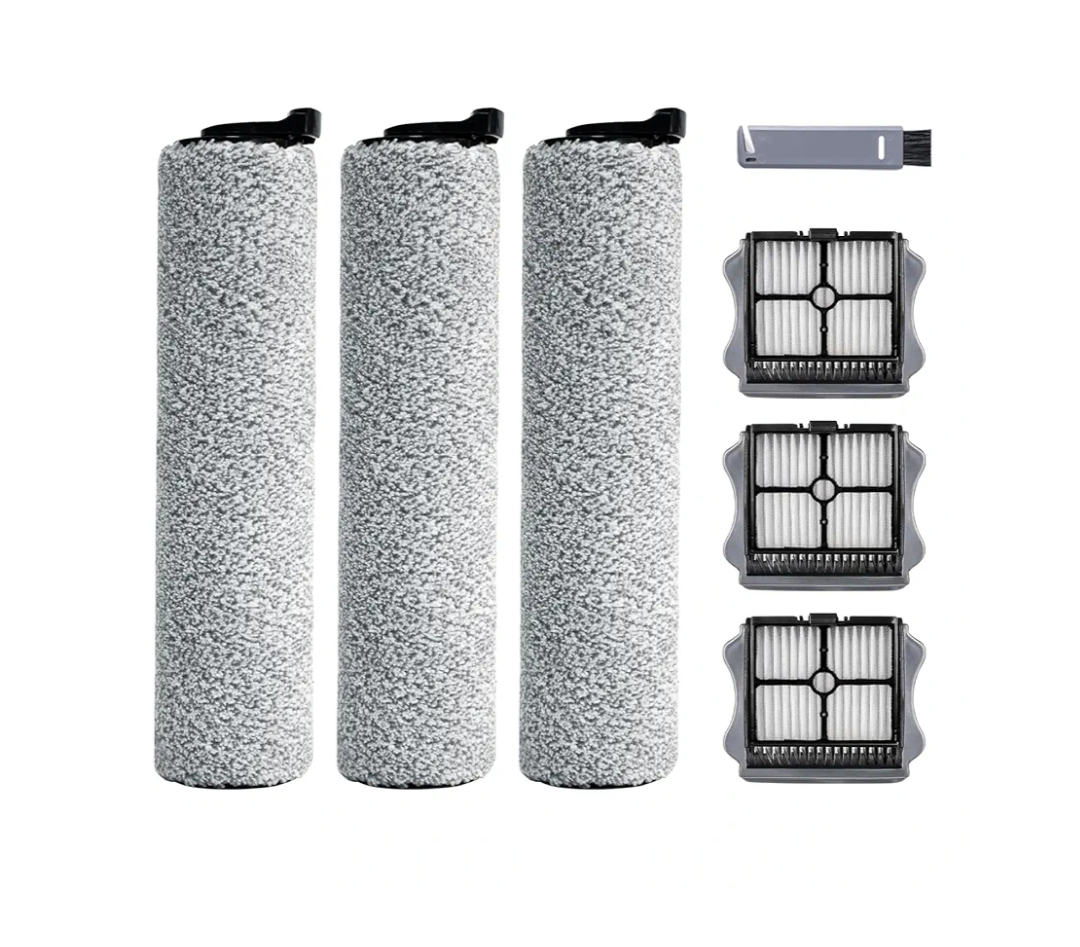Roller Brush and Filter Replacement Compatible with Tineco iFloor 3/ Floor One S3 Cordless Vacuum Cleaner, Replacement Parts Include 3 Brush Rollers, 3 Filters