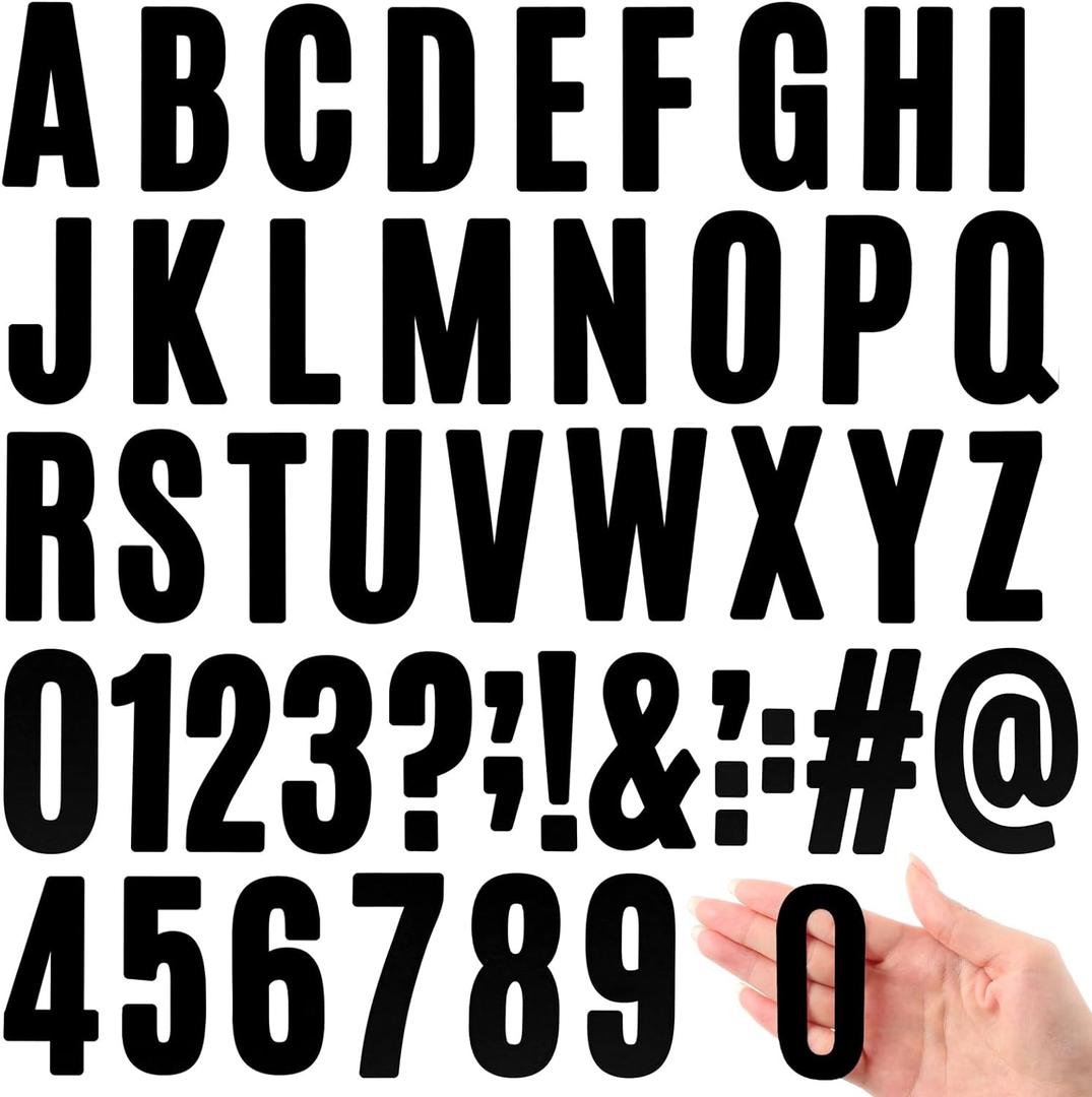 Qilery 32 Sheets 3 Inch Letter and Number Stickers Self Adhesive Vinyl Letters Alphabet Stickers Big Font Letters Number Tags for School Classroom Home Mailbox Decor (Black)