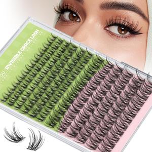 KEYYOU Fairy Angel Lash Clusters Manga Lash Extension C Curl 144Pcs Eyelash Extension Wispy Natural Invisible Band Lash with Waterproof DIY Lash Extension at Home(Angel-C-8-18MIX)