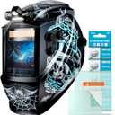 Welding Helmet Auto Darkening Large Viewing True Color Solar Powered Welding Mask with 4 Arc Sensor Adjustable Wide Shade Range 4~5-8/9-13 Welder Mask with Grinding (TRQWH-LD14)