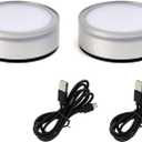 BS Round Crystal Display Base - 6-Color Touch LED Platform for 3D Art, Home Decor & Holiday Gifts (2.682.681.18in) Set of 2