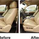 4PCS Driver & Passenger Bottom & Top Lean Back Perforated Leather Seat Covers Tan Compatible with Ford F150 2009 2010 2011 2012 2013 2014
