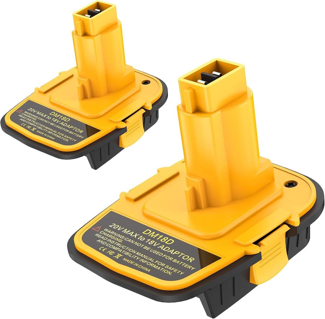 2 Packs DM18D Battery Adapter Converter with USB Port for Dewalt 18V Tools, Converts for De-Walt 20V for Mil-Waukee 18V Li-ion to De-Walt 18-V Battery Adapter