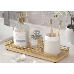 Wooden Decorative Tray, Oak 11.2" L Kitchen Countertop Soap Sponge Holder for Dresser Perfume Tray Jewelry Candle Nightstand Table Centerpieces for Dining Room Decor Natural (11" x 4.3" x 1.5")