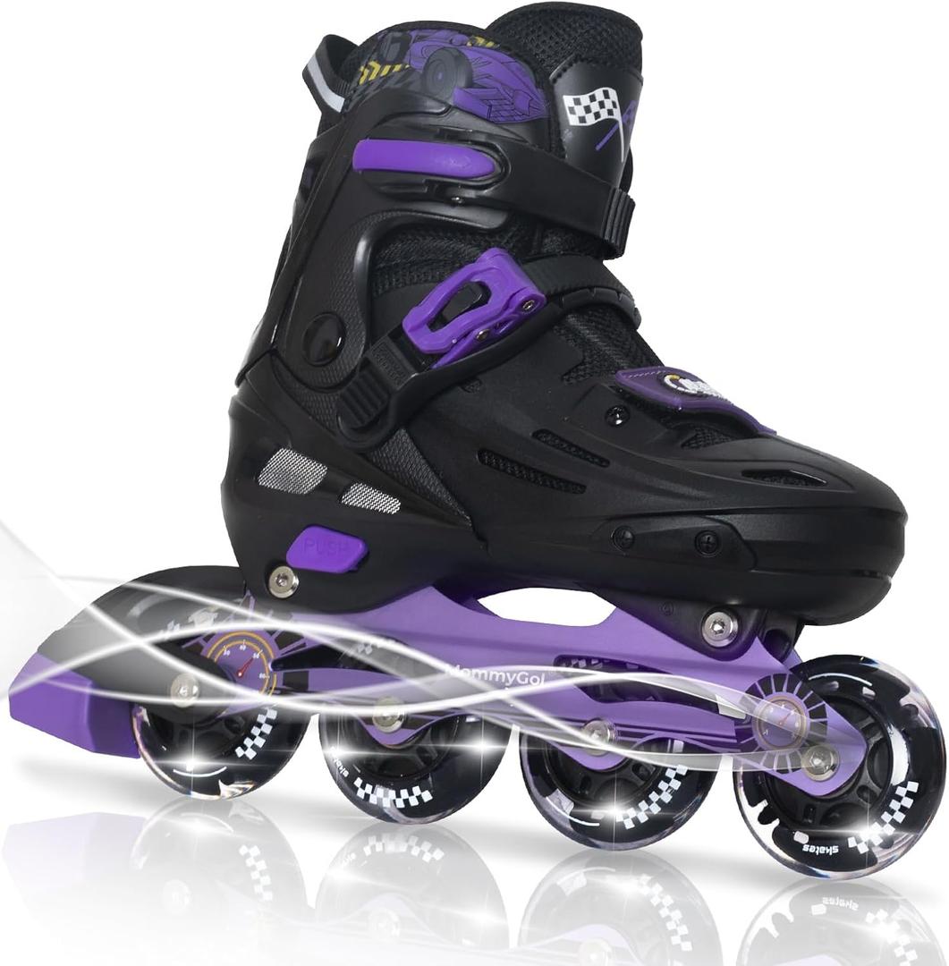 MammyGol Inline Skates for Boys and Girls Youth, Roller Skates with PU Flashing Wheels, Aggressive Inline Skates High Performance for Kids, Size: Large - Youth (4-7 US)