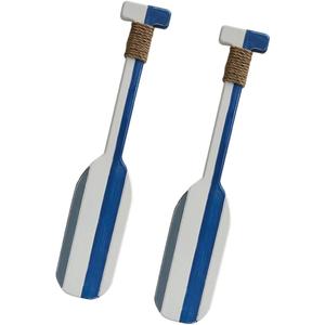 Meching 2 Pack 19.7 Inch Nautical Wooden Double Oar Decor with Rope Nautical Oar Paddles Wall Decor Door Hanging Ornament Beach Theme Home Decoration（Vintage blue）
