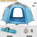 Portable Hexagon Kids Play Tent with LED Strip Lights Indoor Children Play House Easy Set-up Space Tent Dream Tent for Night.4-5 Person Birthday Gifts, Large
