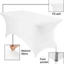 2Pack Spandex Waterproof Table Covers 6ft，Spandex 6ft Waterproof Table Cover for Party, Wedding, Banquet, and Events (White)