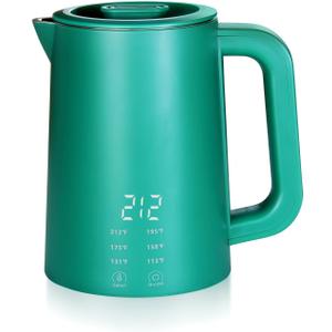 650ml Small Electric Kettle with 6 Temperature Control,800W Dual Voltage 110-240V Fast Heat Hot Water Boiler,304 Stainless Steel Portable Travel Electric Kettle Small,12H Keep Warm (Green)