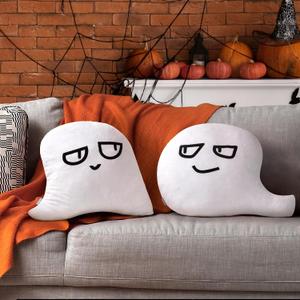 AELS Halloween Ghost Throw Pillow Set of 2, Cute Ghost Shaped Decorative Pillows for Home Holiday Parties, Spooky Halloween Decor for Living Room Bedroom, White