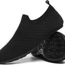 QZKDM Lightweight Slip on Grip Indoor House Slippers Barefoot Non Slip Home Exercise Yoga Shoes for Men Women (Black)