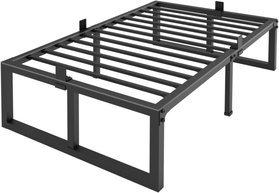 Twin Bed Frame, 18 Inch High 3500 lbs Heavy Duty Metal Platform, Mattress Foundation with Steel Slat Support/No Box Spring Needed/Noise Free/Non-Slip/Easy Assembly