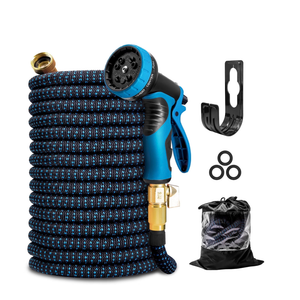 Kotto 150ft Flexible Garden Hose, Water Hose for Outside with 10 Spray Nozzles, Brass Connector, Leak-Proof, Blue, Father's Day Gifts