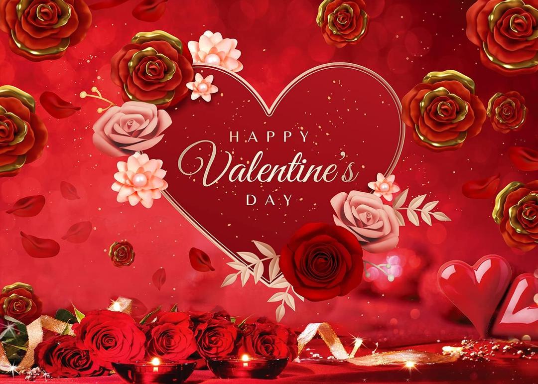 CYLYH 8x6ft Beautiful Blossom Love Heart Bridal Shower Wedding Anniversary Decoration Valentines Party Decorations Banner D556