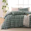 MUXHOMO Duvet Cover King Size Floral Duvet Cover Set with Zipper Closure, Red Plaid Bedding Set, 3 Pieces, 1 Duvet Cover 90"x104" with 4 Corner Ties and 2 Pillowcases 20"x36" (04 - Grey Plaid (No Comforter))