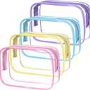 4 Pcs Clear Cosmetic Bags, 4 Colors TSA-Friendly Design Makeup Bag Clear, Versatile TSA Approved Quart Size Bag for Travel Toiletries and Organization(20 × 13 × 6 cm)