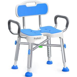 Ergonomic H-Shaped Shower Chair for Elderly and Disabled with Padded Back & Arms,500 lbs Heavy Duty Adjustable Shower Stool Seat for Easy Cleaning, Anti-Slip Bath Chairs for Bathtub