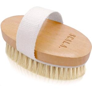 Dry Brushing Body Brush SCALA Natural Bristle Body Brush, Soft Body Exfoliating Brush Scrub for Dead Skin, Cellulite, Lymphatic Drainage, Blood Flow  Thicker & Stronger Medium Strength