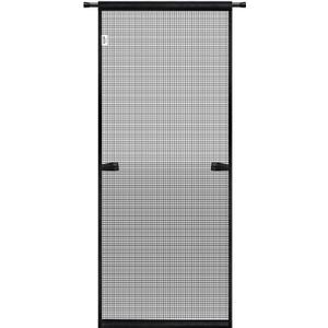 Hanging Screen Door - Fits Door Size 32" x 80" (Curtain Size 34'' x 81''), Sturdy Fiberglass Door Curtain Has Tension Rod&Hook&Loop Two Ways of Use, Heavy Duty Durable Door Screen (Black)