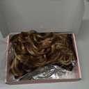 REECHO Curly Hair Extensions, 4PCS 16 Inch Clip in Hair Extensions Lace Weft Short Curly Hair Extension Clip Ins Invisible Natural Hairpieces for Women, Light Brown with Blonde Highlights