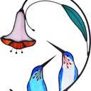 Lolitarcrafts Hummingbird with Flower Stained Glass Suncatcher Bird Stained Glass Window Hangings Hummingbird Gift for Home Decor (Blue 1 Pair)