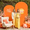 Orange Arch Backdrop Cover 2 Set - 7.2FT, 6FT Spandex Fitted Wedding Arch Stand Covers Round Top Chiara Arch Backdrop Stands Cover for Birthday Parties Banquet Photo Background Decoration