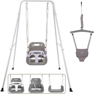 2 in 1 Toddler Swing Jumper, Swing Set for Indoor/Outdoor, Baby Jumpers and Bouncers, Easy to Assemble & Store, Suitable for Children 6 Months and OlderBlack