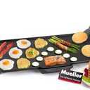 XL 24-Inch Pancake Griddle, Non-Stick Coated Electric Griddle with Removable Plate, Cool-Touch Removable Handles and Slide-Out Drip Tray 1800W, for Breakfast Pancakes, Burgers, Eggs, Black
