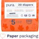 Pura Size 5 Eco-Friendly Diapers (24-35 lbs) Totally Chlorine Free (TCF), Hypoallergenic, Soft Organic Cotton, Sustainable, up to 12 Hours Leak Protection, Allergy UK, 6 Packs of 20 (120 Diapers)