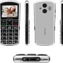 A400 Pro Silver - Large Button Cell Phone for Seniors4G LTE Unlocked Phones with SOS Button2MP Rear CameraCharging Dock1800mAhDual SIMSpeed DialVolume BoostHands-freeDumb PhoneUSB-C