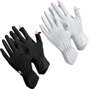 Loopeer 2 Packs Women Sun Protection Driving UV Gloves Full Finger Touchscreen Non Slip Breathable Summer Outdoor Gloves