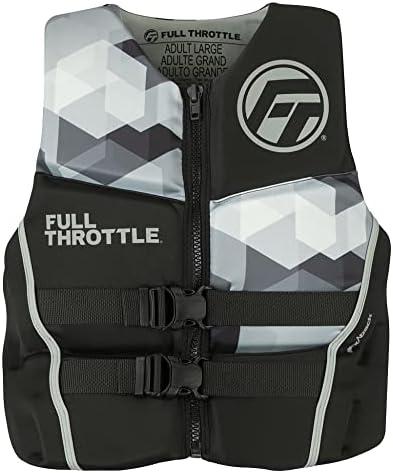 Full Throttle Adult Rapid Dry Flex Back Life Jacket, Grey, Medium