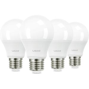 Linkind A19 LED Light Bulb, 60W Equivalent, 9W 2700K Soft White, 800 Lumens Non-Dimmable, E26 Standard Base, Energy Efficient UL Listed for Bedroom Home Office, 4 Pack
