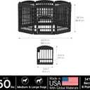 IRIS USA Dog Playpen with Door, 34 8 Panel Pet Exercise Pen Indoor Outdoor Puppy Play Pen, Portable Plastic Pet Fence for Small Medium Dogs, Foldable 63 x 63 x 34, Black