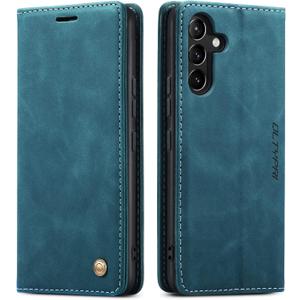 QLTYPRI for Samsung Galaxy A54 5G Case Vintage PU Leather Wallet Case TPU Bumper Card Slots Hands-Free Kickstand Magnetic Closure Shockproof Flip Folio Case for Samsung Galaxy A54 5G - Blue
