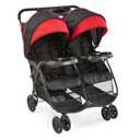 Kolcraft Cloud Plus Lightweight Double Stroller Side-by-Side for Infant Toddler, Compact Folding Travel System with Reclining Seats, Canopies, Storage Basket, Trays, Easy Maneuver Red Black