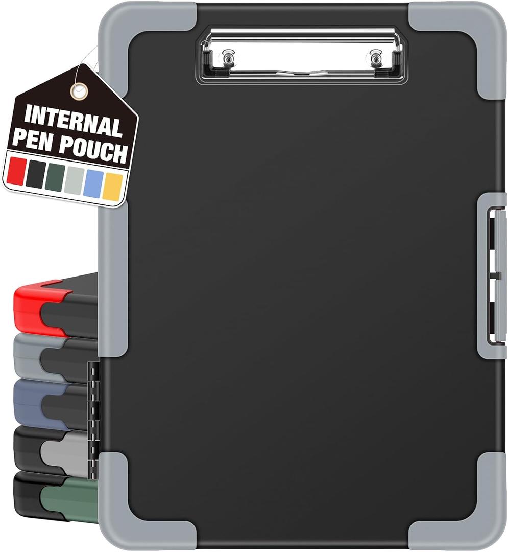 Sooez Toughest Clipboard with Storage, Internal Pen Pouch Included, Letter/ A4 Size, Shockproof Heavy Duty Plastic Clip Boards 8.5x11, High Capacity Clipboards Box Case for Contractor Trucker Driver