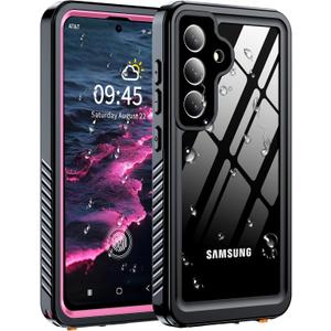 for Samsung Galaxy S25 Case, IP68 Waterproof with Built-in Screen&Lens Protector [14FT Military Shockproof] Full Body Heavy Duty Protective Phone Case for S25 5G, Pink