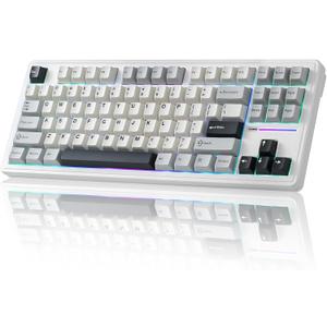 YUNZII YZ87 Gasket Mechanical Keyboard,TKL Wireless Hot Swappable with 5-Layer Padding, BT5.0/2.4G/USB-C NKRO RGB Backlit for Win/Mac(White, Milk Switch)