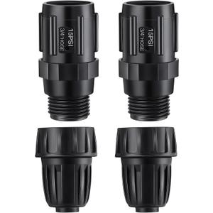 4 Pcs 15 PSI Drip Irrigation Pressure Regulator Faucet Adapter Kit, 2 Pcs 3/4" FHT x 3/4'' MHT Pressure Regulator, 2 Pcs 1/2 Inch Drip Irrigation Tubing Adapter for Drip Irrigation System