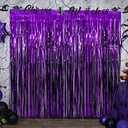 LYUBASA 2 Pack Halloween Party Decorations,Black and Purple Tinsel Foil Fringe Curtains,Halloween Theme Photo Booth Prop Streamer Backdrop Decor Indoor Outdoor Party Supplies for Birthday Anniversary