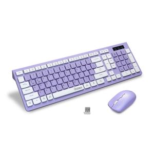 Wireless Keyboard and Mouse Combo, Reccazr 2.4G Full-Sized Keyboard and Mouse Cordless, 3 DPI Adjustable Mouse, Dual-System Keyboard for Computer/Laptop/Windows/Mac 