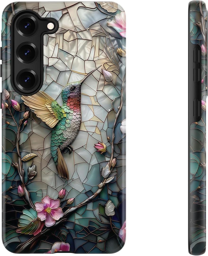DEENAKIN for Samsung Galaxy S23 Plus Case Cute,Aesthetic Vintage Hummingbird Floral Girly Shell,Compatible with Magsafe,Trendy Unique Retro Western Protective Slim Silicone Phone Cover for Women Girls