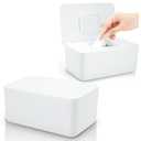 2 Pack Lijroavy Baby Wipes Dispenser, Baby Wipe Holder for Fresh Wipes, Non-Slip Baby Wipes Container, Refillable Wipes Box, Wipes Case with Sealing Design Lid (White and White)