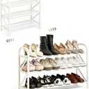 3-Tier Shoe Rack for Closet, 16"-32" Expandable ShoeRackAdjustable for Entryway Closet Doorway SturdyMetal, White